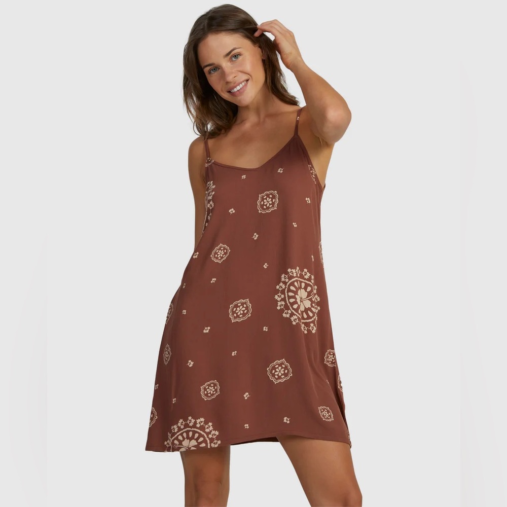 Roxy Shine a light mini slip dress in root beer bandana